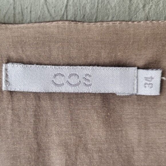 COS Brown Silk Wool Blend V-Neck Short Sleeve Pullover Tunic Dress Size 34EU/4US - Picture 5 of 6